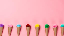 Paper Craft Ice Cream Cones on Pink Background  image 2