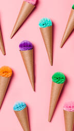 Paper Craft Ice Cream Cones on Pink Background  image 12