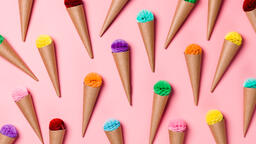Paper Craft Ice Cream Cones on Pink Background  image 6