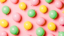 Citrus Colored Balloons Scattered on Pink Background  image 16