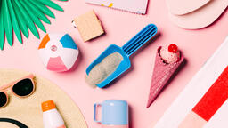 Beach Day Supplies on Pink Background  image 12