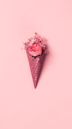 Pink Ice Cream Cone Filled with Flowers  image 26