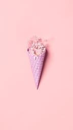Pink Ice Cream Cone Filled with Flowers  image 2