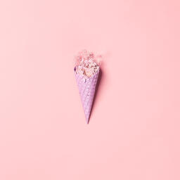 Pink Ice Cream Cone Filled with Flowers  image 3