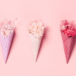 Pink Ice Cream Cone Filled with Flowers  image 18