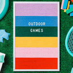 Outdoor Games Letter Board with Game Supplies on Grass  image 5