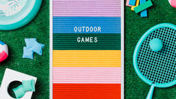 Outdoor Games Letter Board with Game Supplies on Grass  image 2