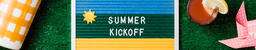 Summer Kickoff Letter Board with Summer Supplies on Grass  image 4