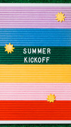 Summer Kickoff Letter Board with Summer Supplies on Grass  image 3