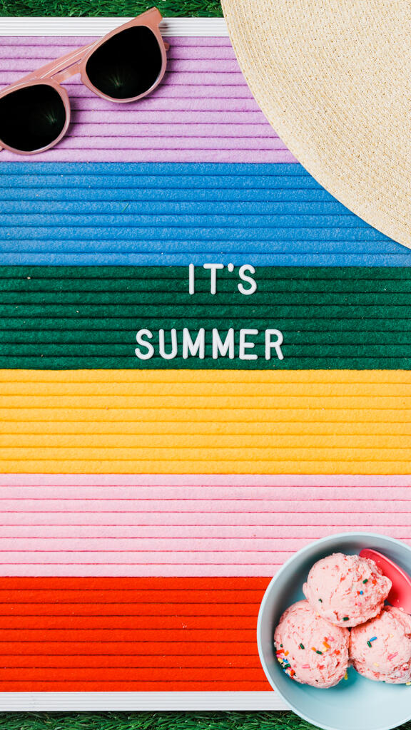 It's Summer Letter Board with Summer Supplies on Grass large preview