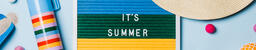 It's Summer Letter Board with Beach Day Supplies on Blue Background  image 4