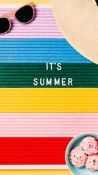 It's Summer Letter Board with Beach Day Supplies on Yellow Background  image 1