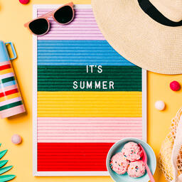 It's Summer Letter Board with Beach Day Supplies on Yellow Background  image 3