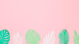 Tropical Paper Leaves on Pink Background  image 4