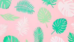 Tropical Paper Leaves on Pink Background  image 11
