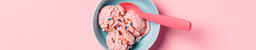 A Blue Bowl of Strawberry Ice Cream on Pink Background  image 12