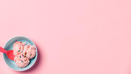 A Blue Bowl of Strawberry Ice Cream on Pink Background  image 10