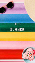 It's Summer Letter Board with Beach Day Supplies on Pink Background  image 4