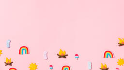 Clay Summer Icons on Pink Background  image 19