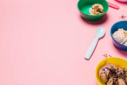Bowls of Ice Cream and Spoons on Pink Background  image 11