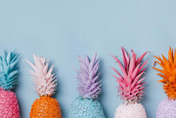 Colorful Pineapple on Blue Background  image 1