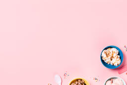 Bowls of Ice Cream and Spoons on Pink Background  image 14