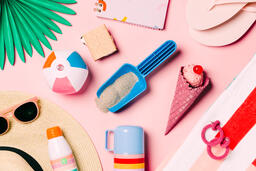 Beach Day Supplies on Pink Background  image 15