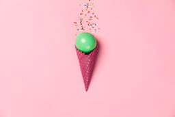 Pink Ice Cream Cone with a Green Balloon and Sprinkles  image 4