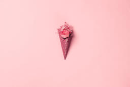 Pink Ice Cream Cone Filled with Flowers  image 6