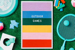 Outdoor Games Letter Board with Game Supplies on Grass  image 3