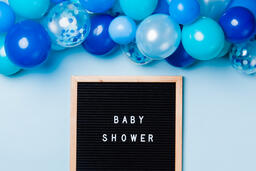 Baby Shower Letter Board with Blue Balloon Garland  image 2