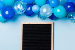 Letter Board with Blue Balloon Garland  image 1