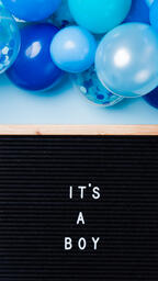 It's a Boy Letter Board with Blue Balloon Garland  image 1