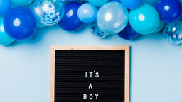It's a Boy Letter Board with Blue Balloon Garland  image 4