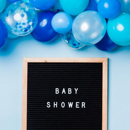 Baby Shower Letter Board with Blue Balloon Garland  image 3