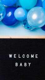 Welcome Baby Letter Board with Blue Balloon Garland  image 4