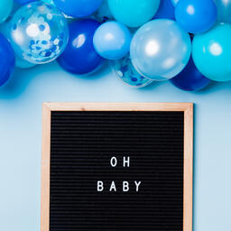 Oh Baby Letter Board with Blue Balloon Garland  image 2