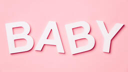 BABY on Pink Background with Felt Polka-Dots  image 1