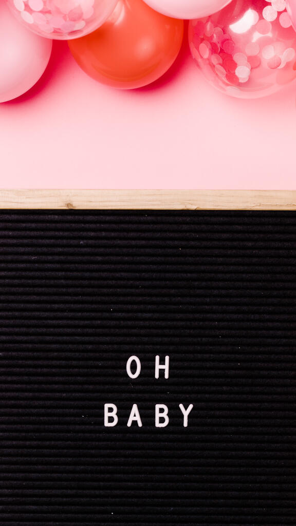 Oh Baby Letter Board with Pink Balloon Garland large preview