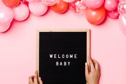 Welcome Baby Letter Board with Pink Balloon Garland  image 5