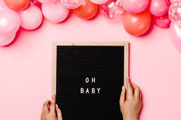 Oh Baby Letter Board with Pink Balloon Garland  image 3