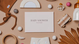 Pink Baby Shower Invitation Surrounded by Baby Items  image 33