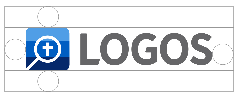 When using the Logos logo, leave a minimum space of half of the text's line height on all sides of the logo