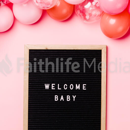 Welcome Baby Letter Board with Pink Balloon Garland