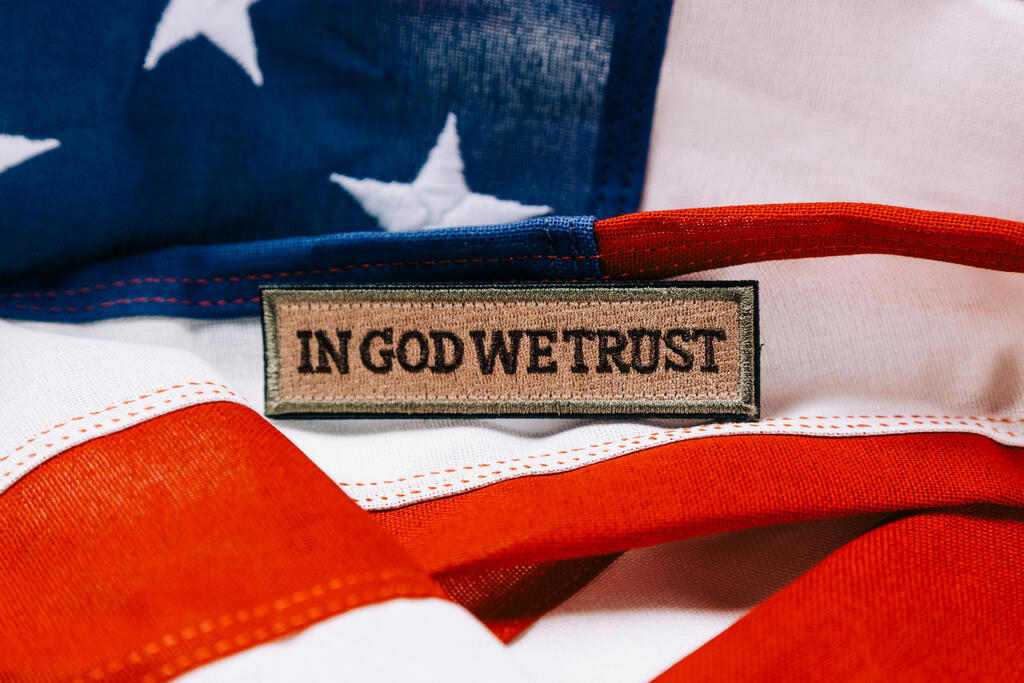 In God We Trust Patch on an American Flag large preview
