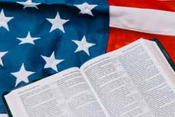 Open Bible on an American Flag  image 3