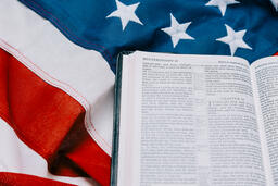 Open Bible on an American Flag  image 4
