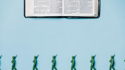 Open Bible with Toy Soldiers  image 3