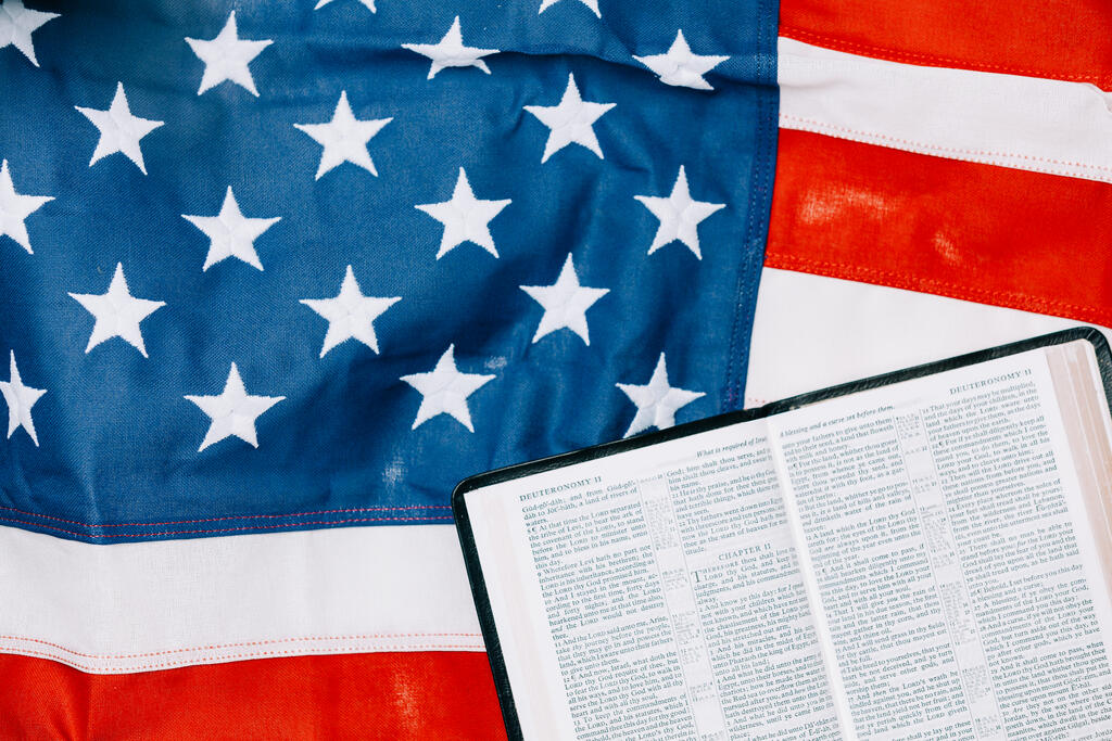 Open Bible on the American Flag large preview