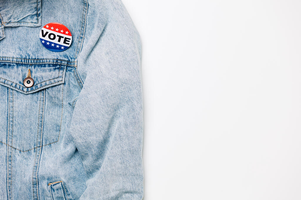 Vote Pin on a Denim Jacket large preview